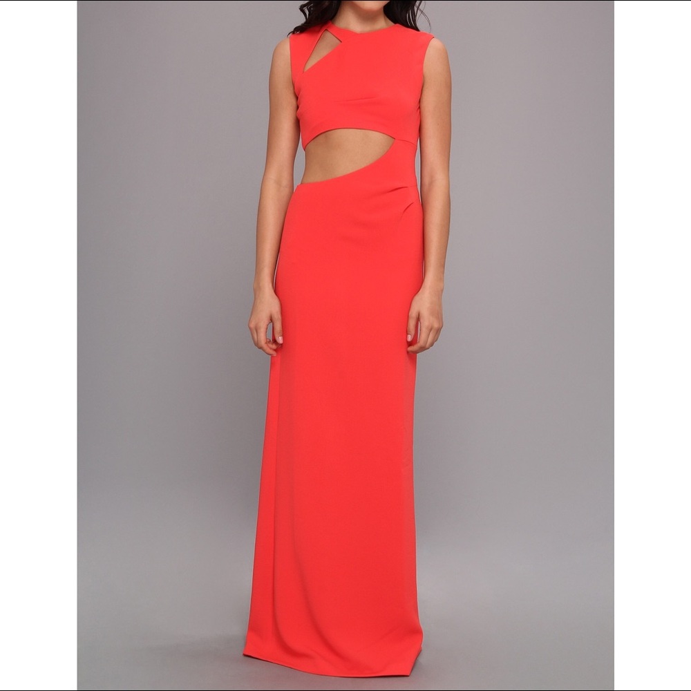 Coral cutout formal prom gown